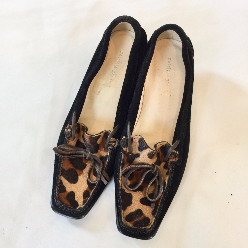 Patricia Green Suede Cheetah Print Pony Hair Sz 7